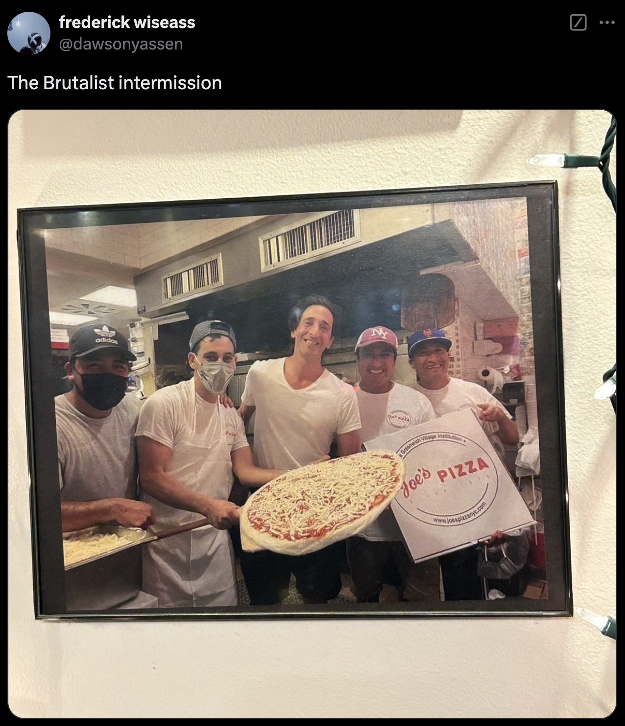 picture frame - frederick wiseass The Brutalist intermission Joe's Pizza